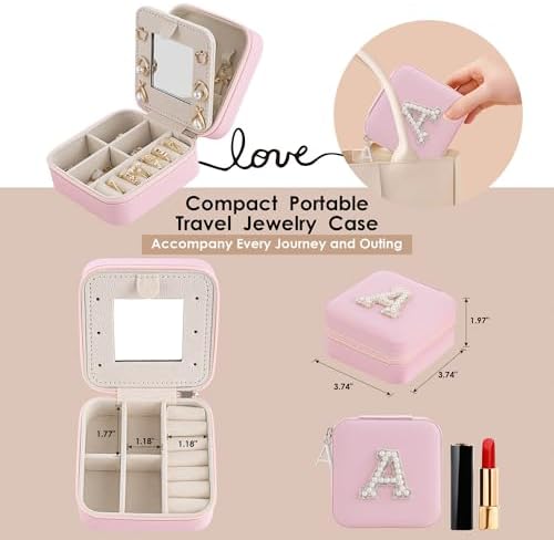 Birthday Gifts for Women - Initial & Travel Jewelry Case, Organizer