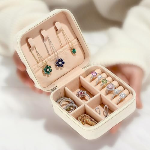 Sunflower Initial S Travel Jewelry Box PU Leather Jewelry Organizer