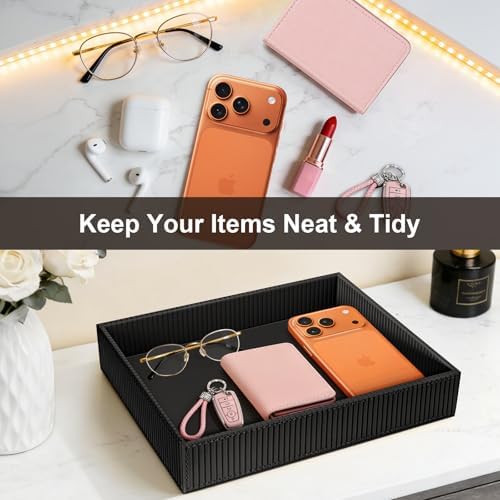 SITHON Valet Tray Desk Organizer PU Leather Catchall