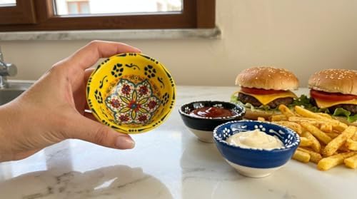 Turkish Ceramic Pinch Bowls Set of 3 – Small Dipping Bowls for