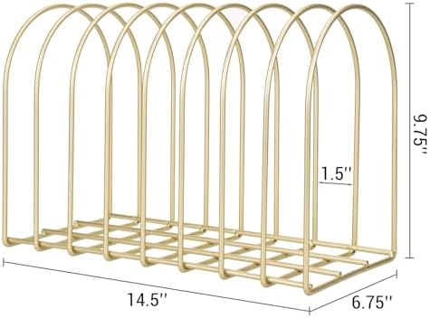 MyGift Brass Metal Wire File Desk Organizer Binder Holder with 8 Wide