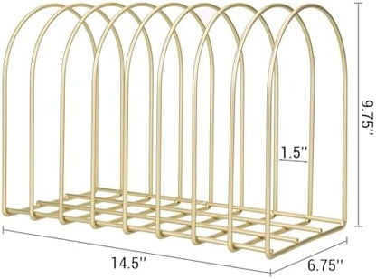 MyGift Brass Metal Wire File Desk Organizer Binder Holder with 8 Wide