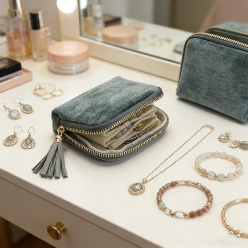 Small Travel Jewelry Case - Jewelry Travel Organizer Bag with Tassel