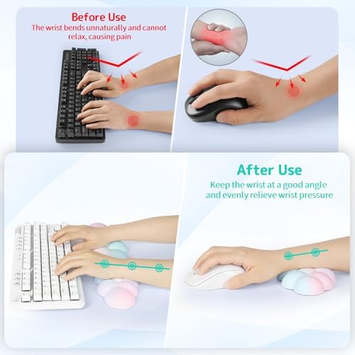 Sushret Cloud Wrist Rest Keyboard, Cloud Keyboard Wrist Pad Set with