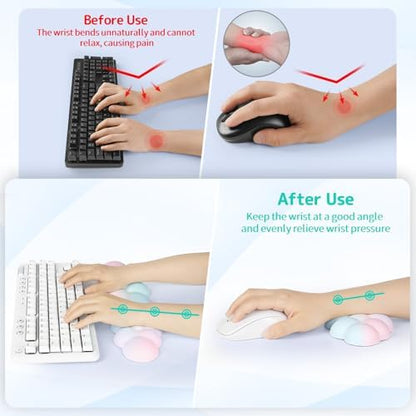 Sushret Cloud Wrist Rest Keyboard, Cloud Keyboard Wrist Pad Set with