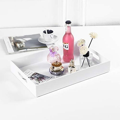 Sooyee Acrylic Serving Tray with Handles, 16" x 12", White