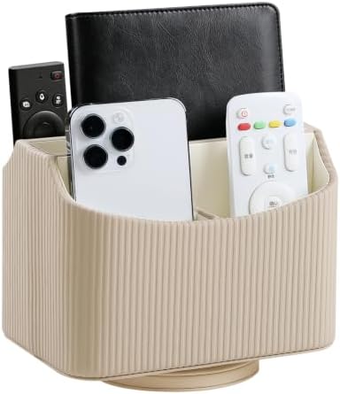 360° Rotating TV Remote Control Holder Desk Remote Organizer Beige