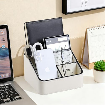Remote Control Holder, Nightstand Organizer, Desk Caddy (Cream)