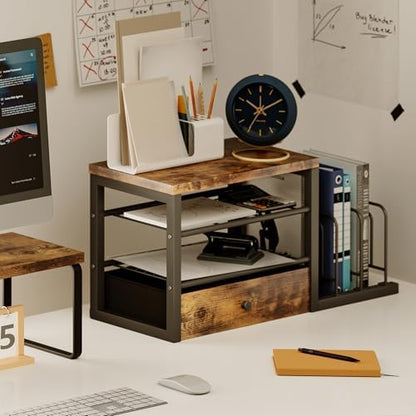 Homeiju Wood Desk Organizer with Drawers, Desk File Organizer with 3