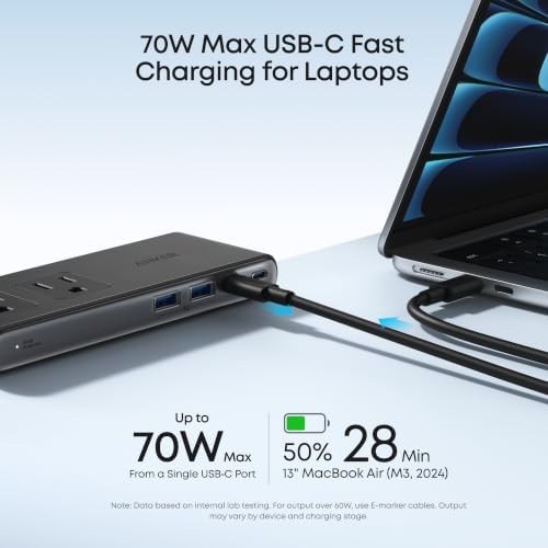 Anker Nano Power Strip, Desk Clamp, 70W Max, 1500J Surge Protector, 2