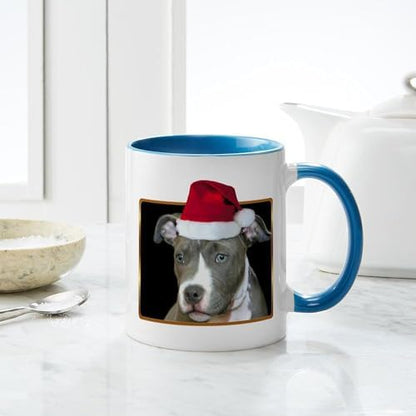 CafePress Christmas Pitbull Pup Mug 11 oz (325 ml) Ceramic Coffee Mug