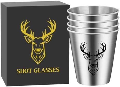 Deer Head Shot Glasses Bulk Set of 4 with Gift Box for Men Women