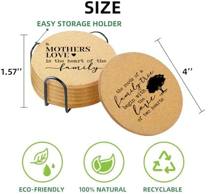 Coasters for Drinks with Holder Set of 6, Family Coasters Home&Love