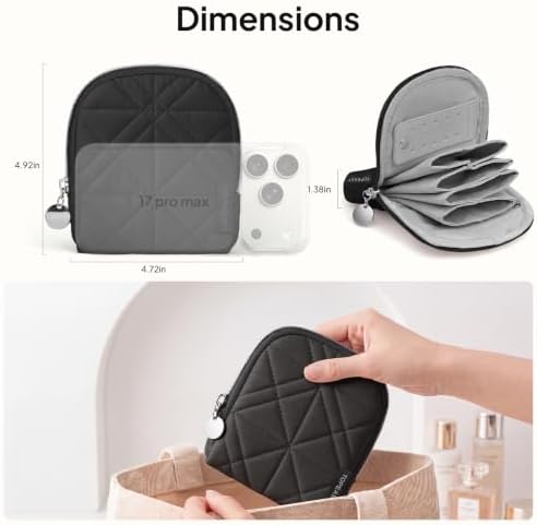 TOPEAST Quilted Travel Jewelry Case for Women, Puffer Jewelry
