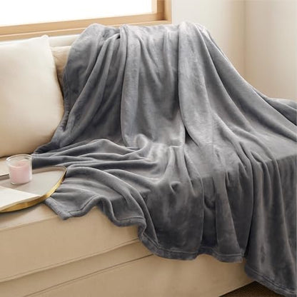Bedsure Soft Fleece Throw Bed Blanket for Couch Grey - Lightweight
