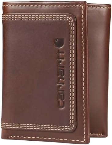 Carhartt Leather Triple-Stitched Trifold Wallet Brown