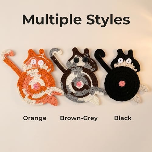 Coasters Gifts for Cat Lovers 3PCS Cat Coaster Woven Creative Cat