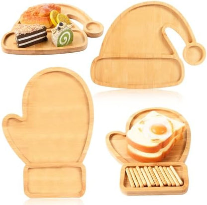 AWIZOM 2 Pcs Christmas Serving Platters Santa Hat and Mitten Shaped