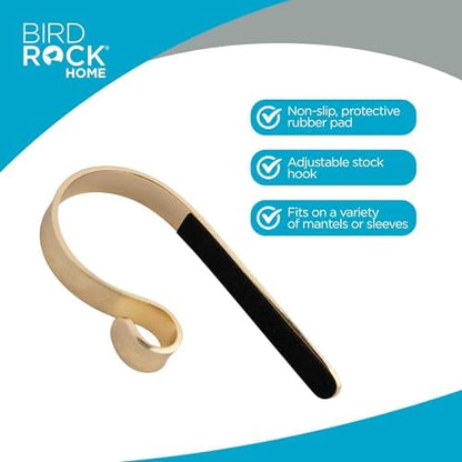 BIRDROCK HOME Christmas Stocking Mantel Hooks - Metal Fireplace Hanger