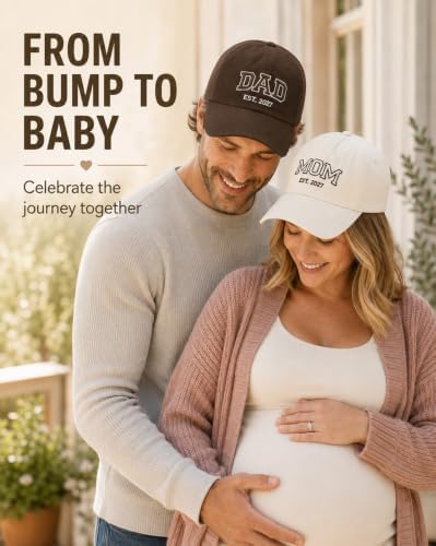 Waldeal Mom and Dad Est 2027 Hats, New Parents Gifts, Matching