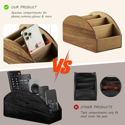 Wood TV Remote Control Holder, Cute Pen/Pencil Holder, Desktop