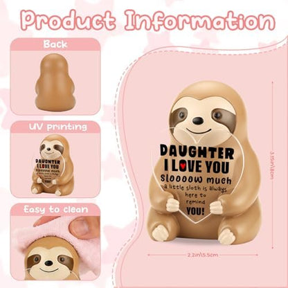 Funny Sloth Figurine Gift for Daughter, Motivation Sentimental Present