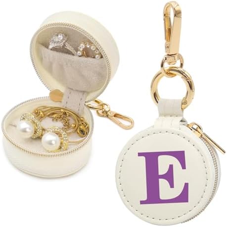Mini Initial Travel Jewelry Case Ring Holder Gifts for Women Girls