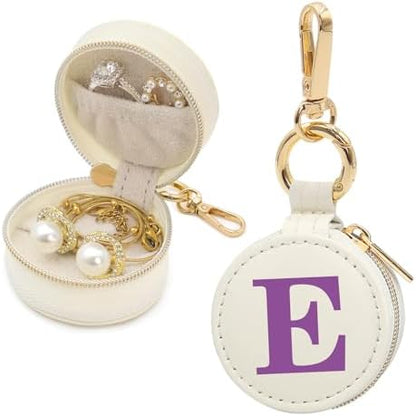 Mini Initial Travel Jewelry Case Ring Holder Gifts for Women Girls