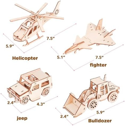 ELX 3D Wooden Puzzles for Kids, Vehicles & Machinery Assembly Model