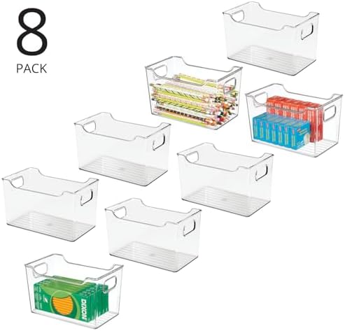 mDesign Deep Plastic Office Storage Bins with Handles for Organization