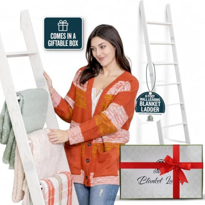 Blanket Ladder for the Living Room and Bedroom, Quilt Rack, 6-Tier