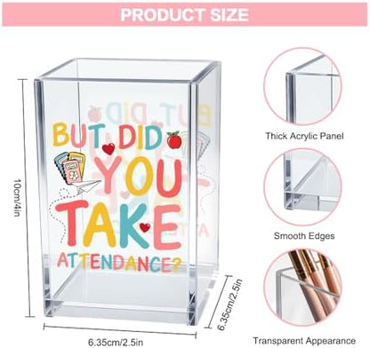 Funny Teacher Acrylic Pencil Holder for Desk, Teacher Appreciation