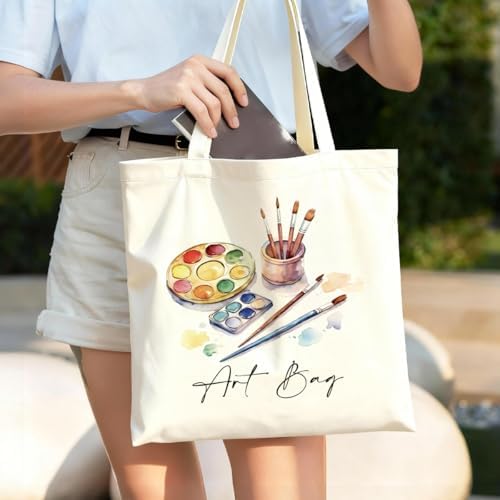 Funny Artist Gift Tote Bag,Reusable Canvas Design,Grocery Shopping