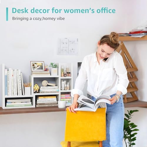 NUTIKAS Desk Shelves Desktop Organizer Shelf - White Office