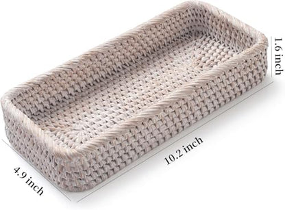 Rattan Bathroom Vanity Tray, Toilet Tank Tray, Toilet Basket Tank