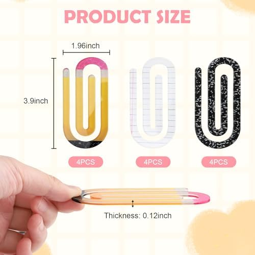 Teacher Appreciation Paper Clips - Jumbo Acrylic Pencil & Notebook