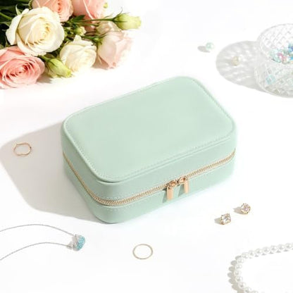 Genuine Leather Travel Jewelry Organizer Case for Women, Small Mini