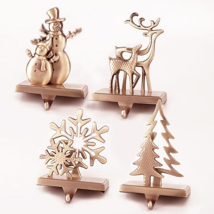 4pcs Christmas Stocking Holders for Mantel, Snowman Stocking Hangers