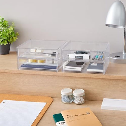 STORi Stackable Desk Drawer Organizer, Clear Pen Pencil Makeup Brush