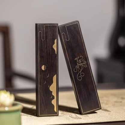 Retro Forest Pattern Paper Weight, Brass + Ebony Ornaments