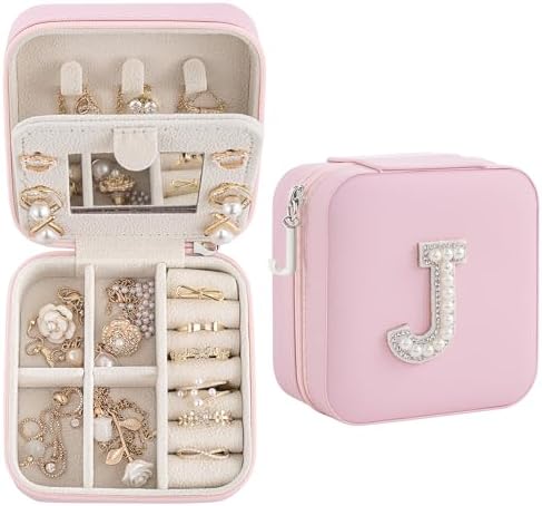 Birthday Gifts for Women - Initial & Travel Jewelry Case, Organizer