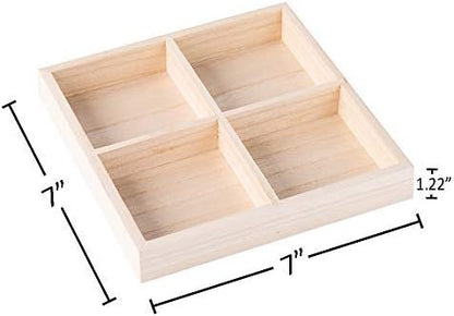 Hammont Square Wooden Trays – Sectional Divided Serving & Snack