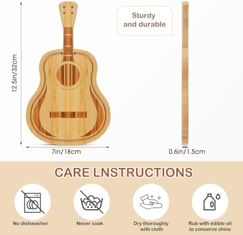 Guitar Cutting Board 12.5 x 7 Inches Music Decorative Charcuterie