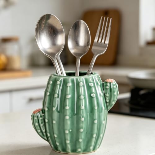 Ceramic Cactus Pen Holder Stand Cup Cactus Pencil Holder Organizer