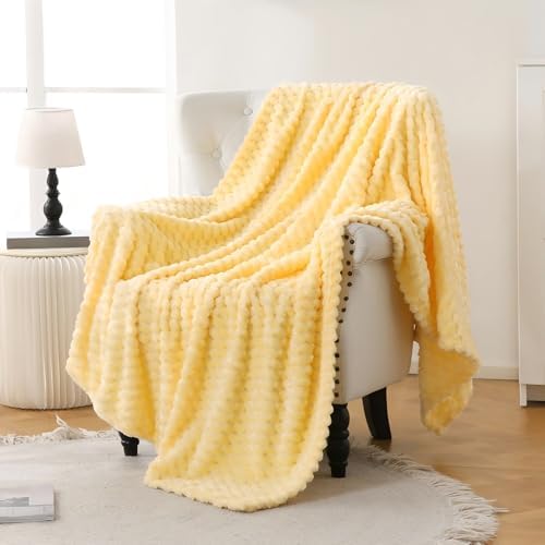 Bnuitland Light Yellow Flannel Throw Blanket (50X40 inches), 300 GSM
