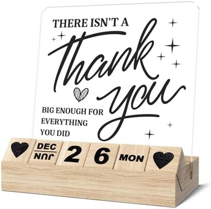 Thank You Appreciation Gifts - Wooden Block Perpetual Calendar