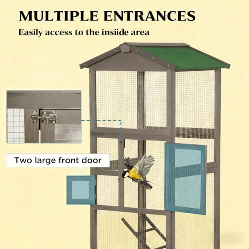 Sturdy Wooden Bird House with Natural Cedar Finish, Ventilated Design