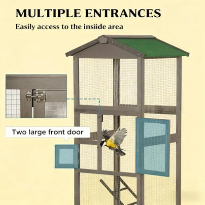 Sturdy Wooden Bird House with Natural Cedar Finish, Ventilated Design