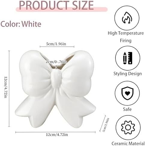 Bow Pen Holder for Desk, Coquette Ceramic Pencil Organizer Makeup