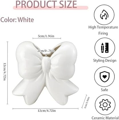 Bow Pen Holder for Desk, Coquette Ceramic Pencil Organizer Makeup